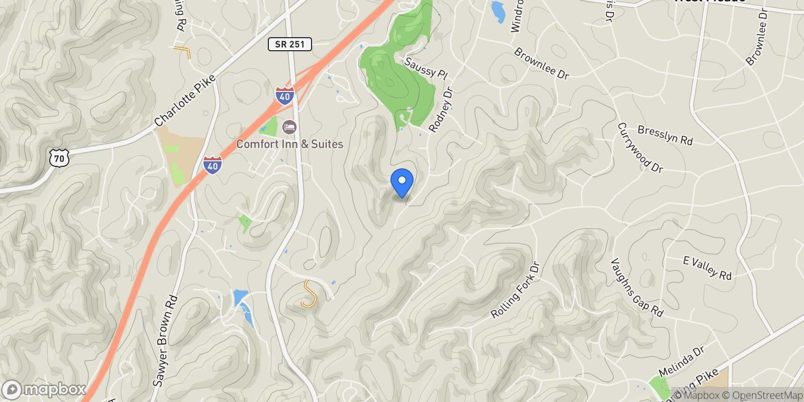 Map showing 755 Rodney Dr , Nashville, TN 37205, Nashville, Tennessee, United States.