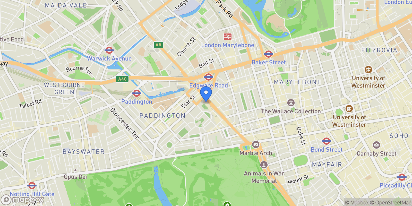 Map showing The Water Gardens Hyde Park Estate, London, UNITED KINGDOM OF GREAT BRITAIN AND NORTHERN IRELAND, London, England, United Kingdom.