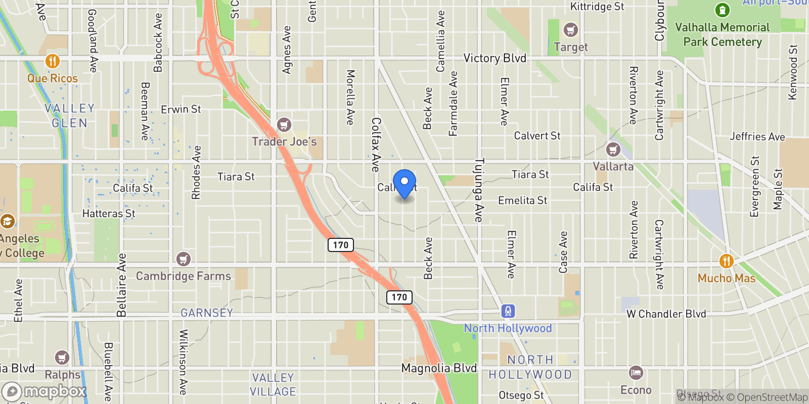 Map showing 5828 Irvine Avenue, Los Angeles, California, United States.
