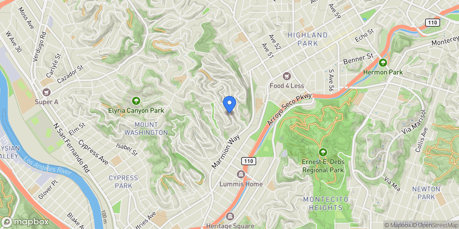 Map showing 4691 Glenalbyn Drive, Los Angeles, California, United States.