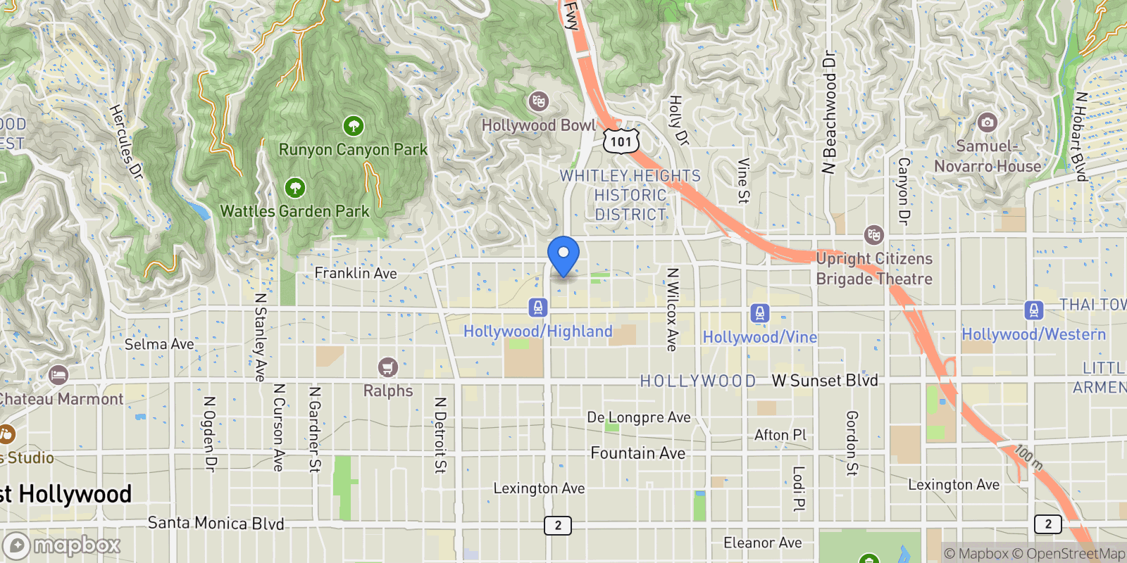 Map showing 6735 Yucca Street 508, Los Angeles, California, United States.