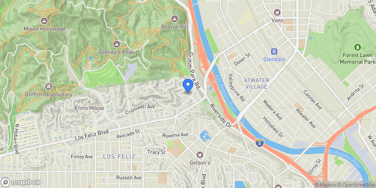 Map showing 3756 Effingham Place, Los Angeles, California, United States.