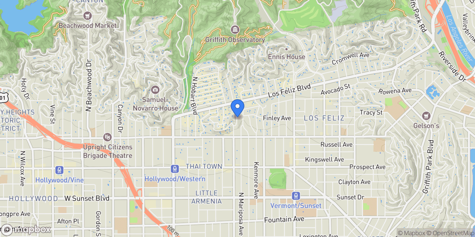Map showing 1982 N Normandie Avenue, Los Angeles, California, United States.