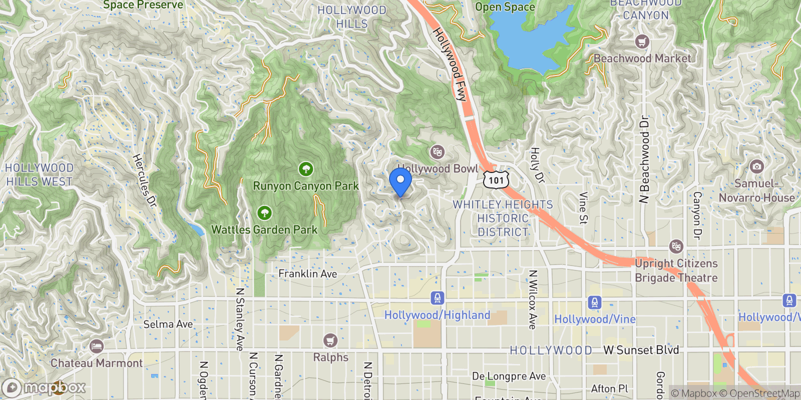 Map showing 7064 La Presa Drive, Los Angeles, California, United States.