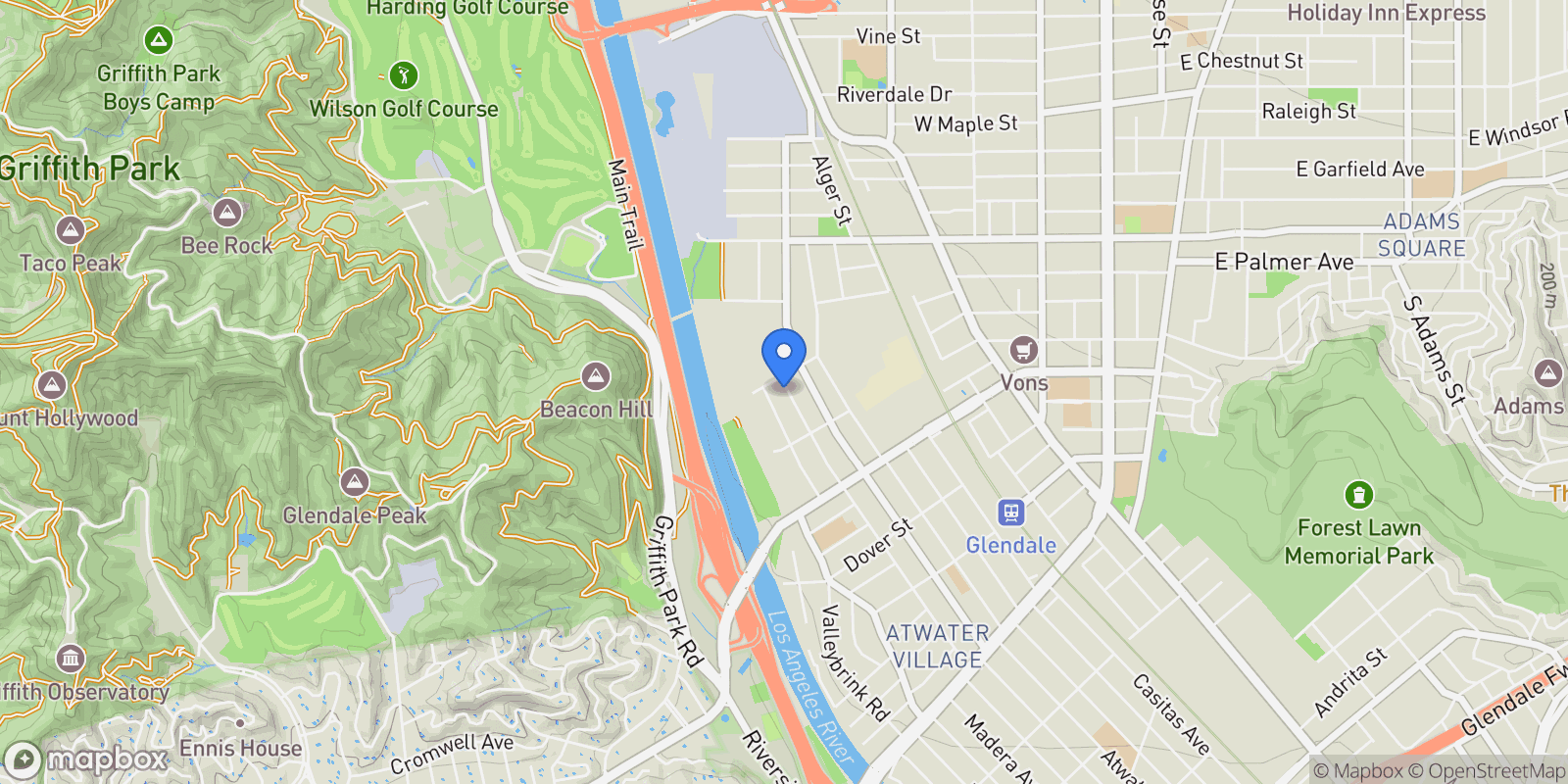 Map showing 4164 Edenhurst Avenue, Los Angeles, California, United States.