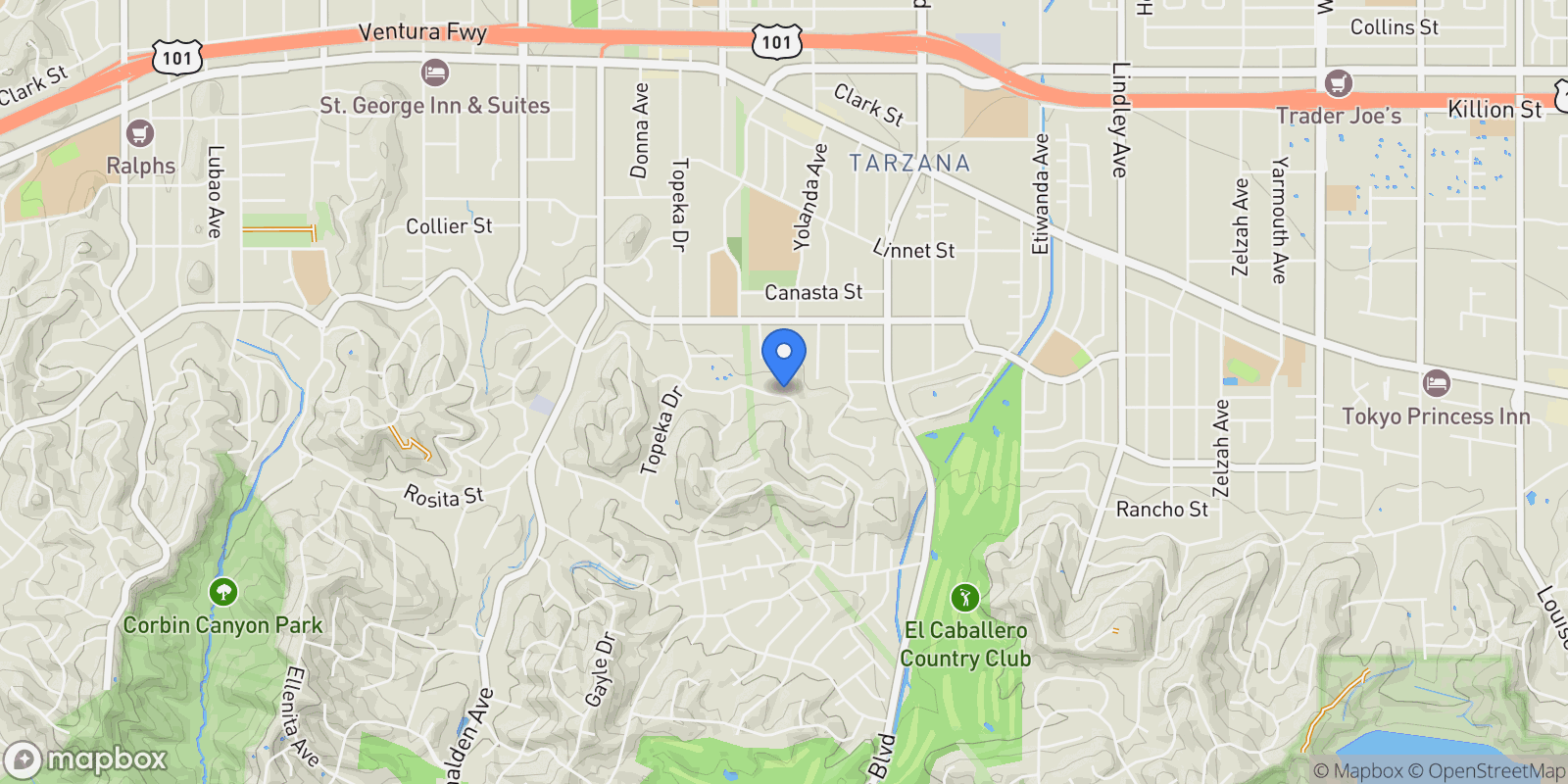 Map showing 4854 Brewster Drive, Los Angeles, California, United States.
