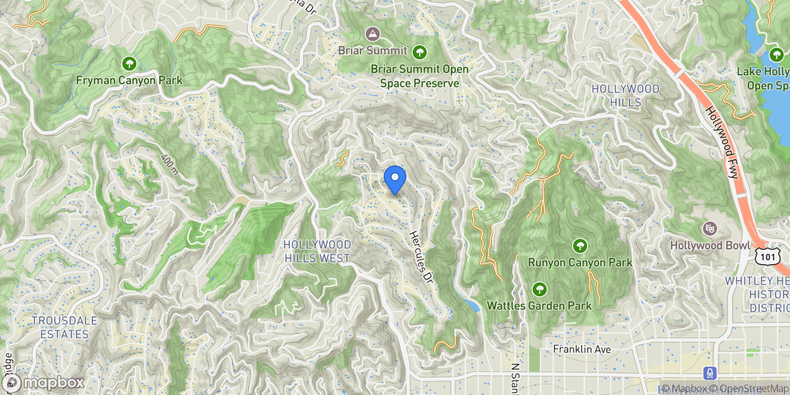 Map showing 2380 Venus Drive, Los Angeles, California, United States.