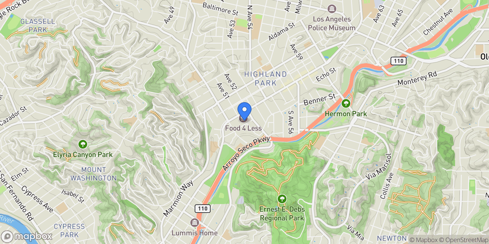 Map showing 129 S Cessna Lane, Los Angeles, California, United States.