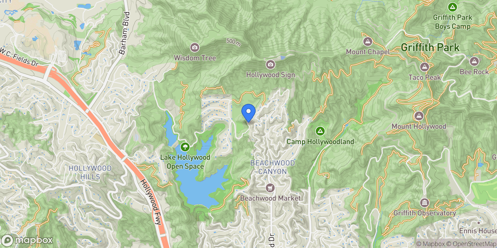 Map showing 6300 Mulholland Highway, Los Angeles, California, United States.