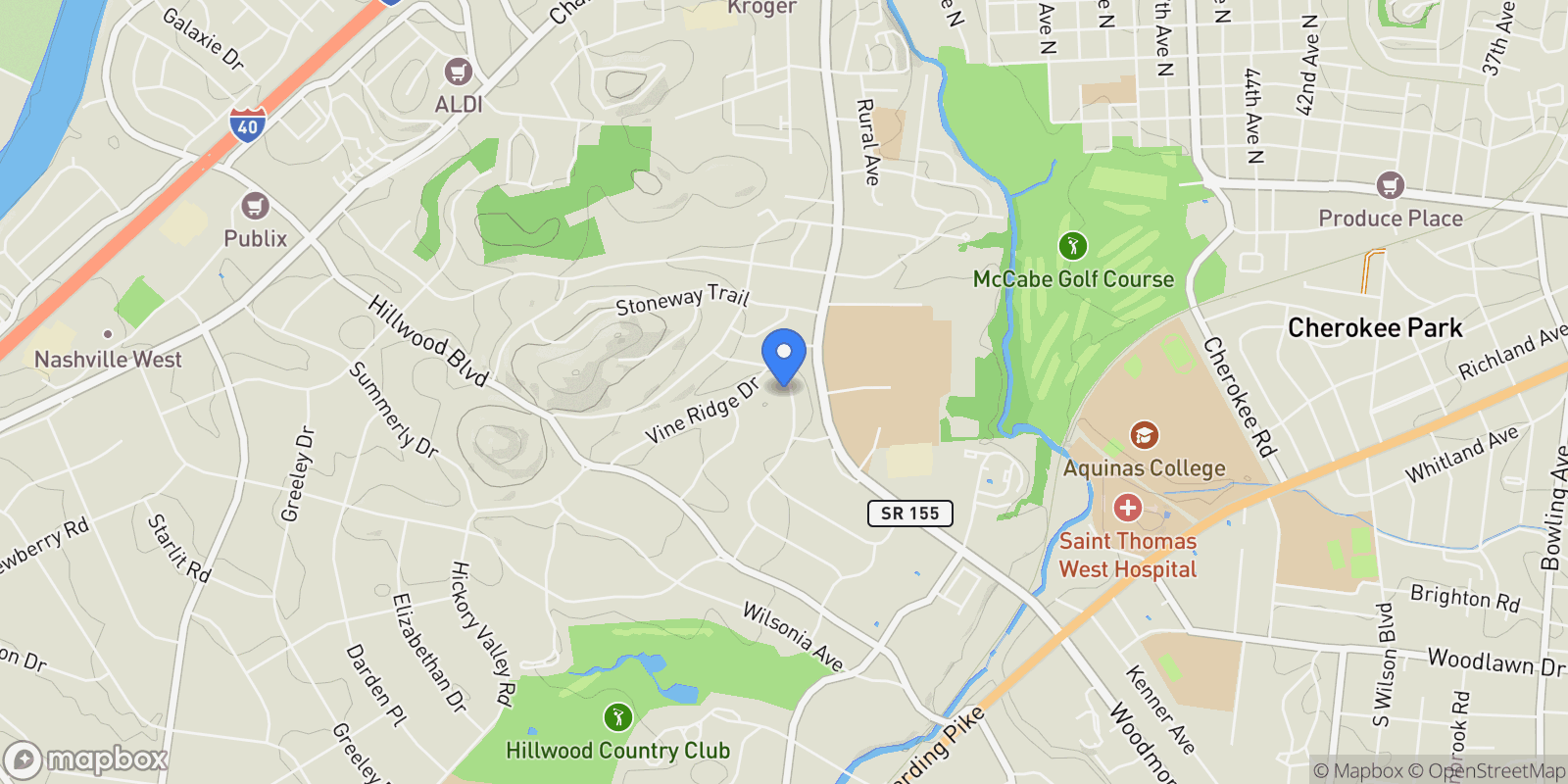 Map showing 811 Neartop Dr , Nashville, TN 37205, Nashville, Tennessee, United States.