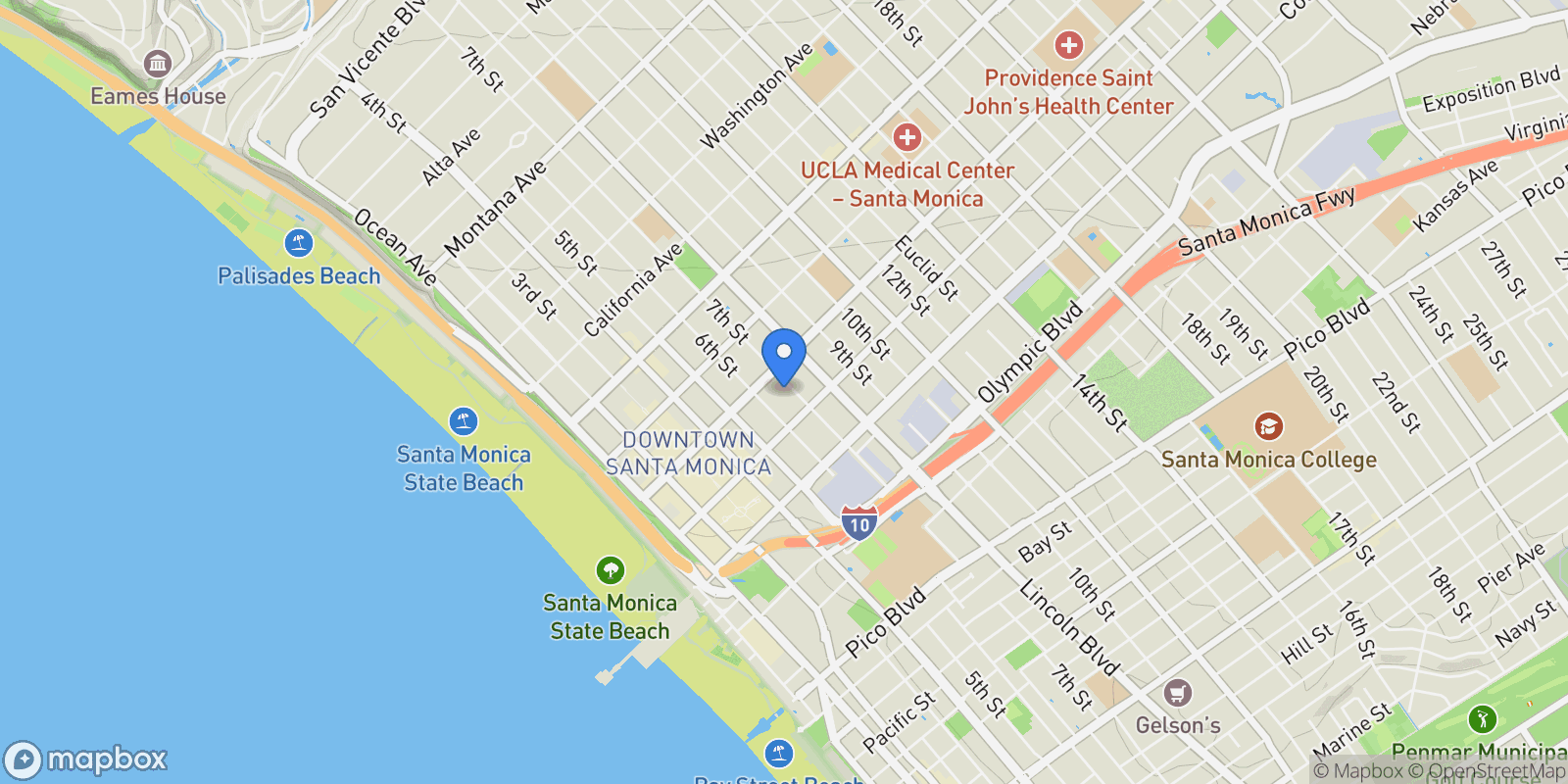 Map showing 911 7th Street D, Santa Monica, California, United States.