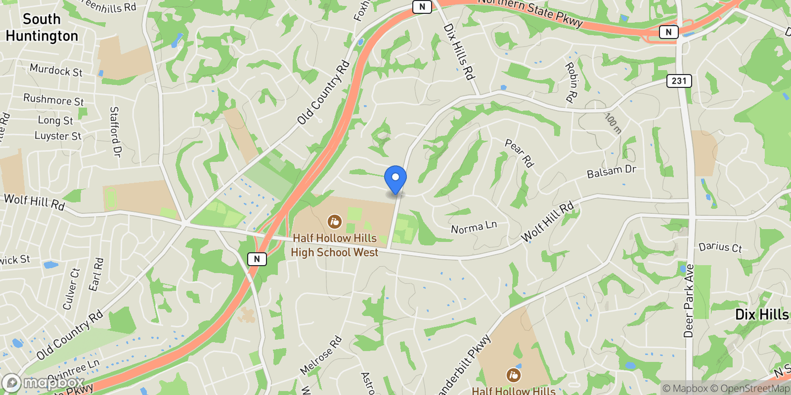 Map showing 654 Caledonia Road , Dix Hills, NY 11746, Huntington Station, New York, United States.
