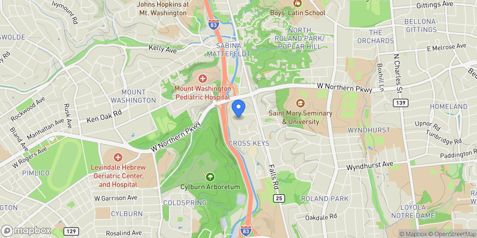 Map showing 6 Roland Mews , R46, Baltimore, MD 21210, Baltimore, Maryland, United States.