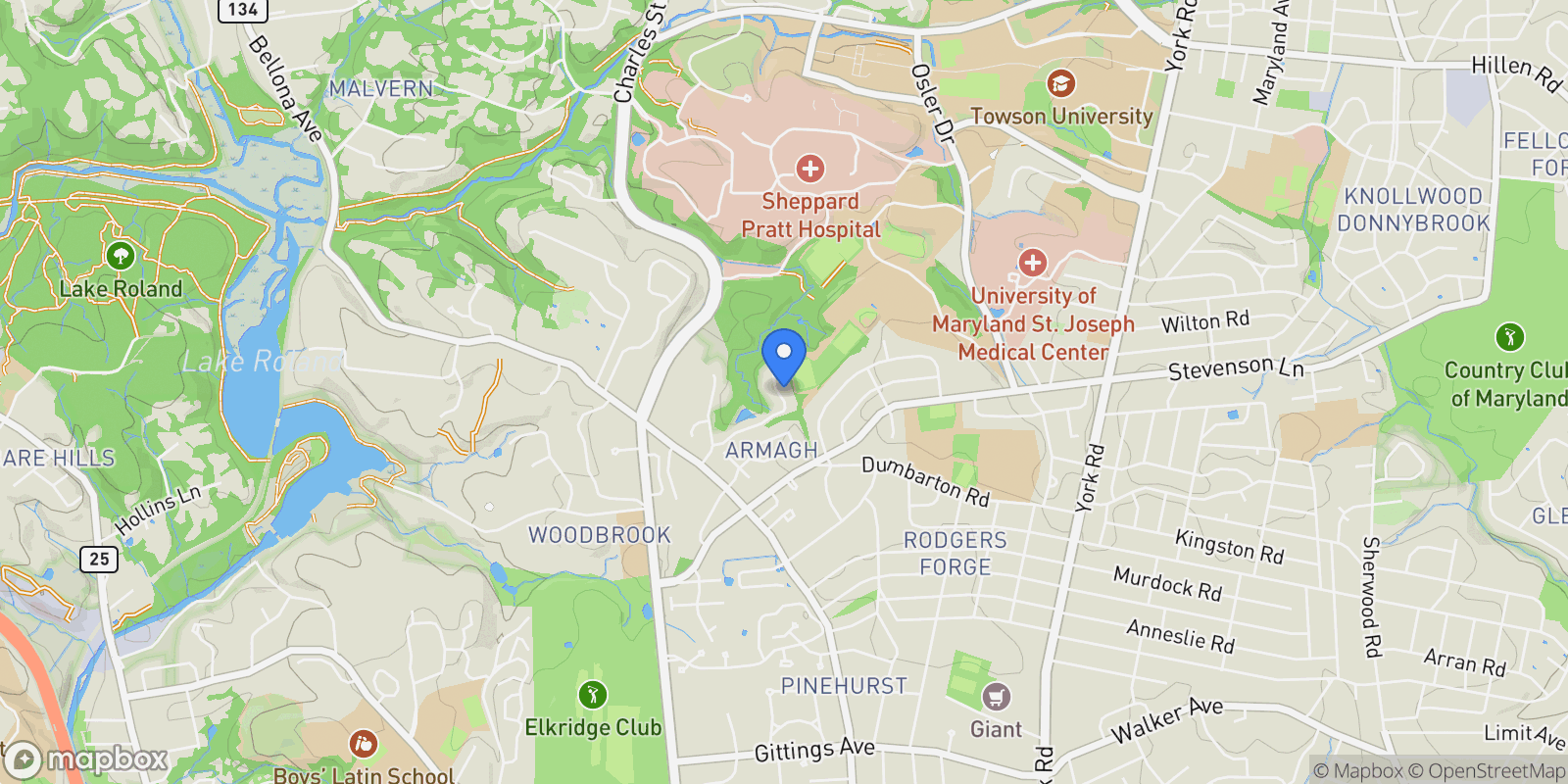 Map showing 6509 Abbey View Way , 22, Baltimore, MD 21212, Towson, Maryland, United States.
