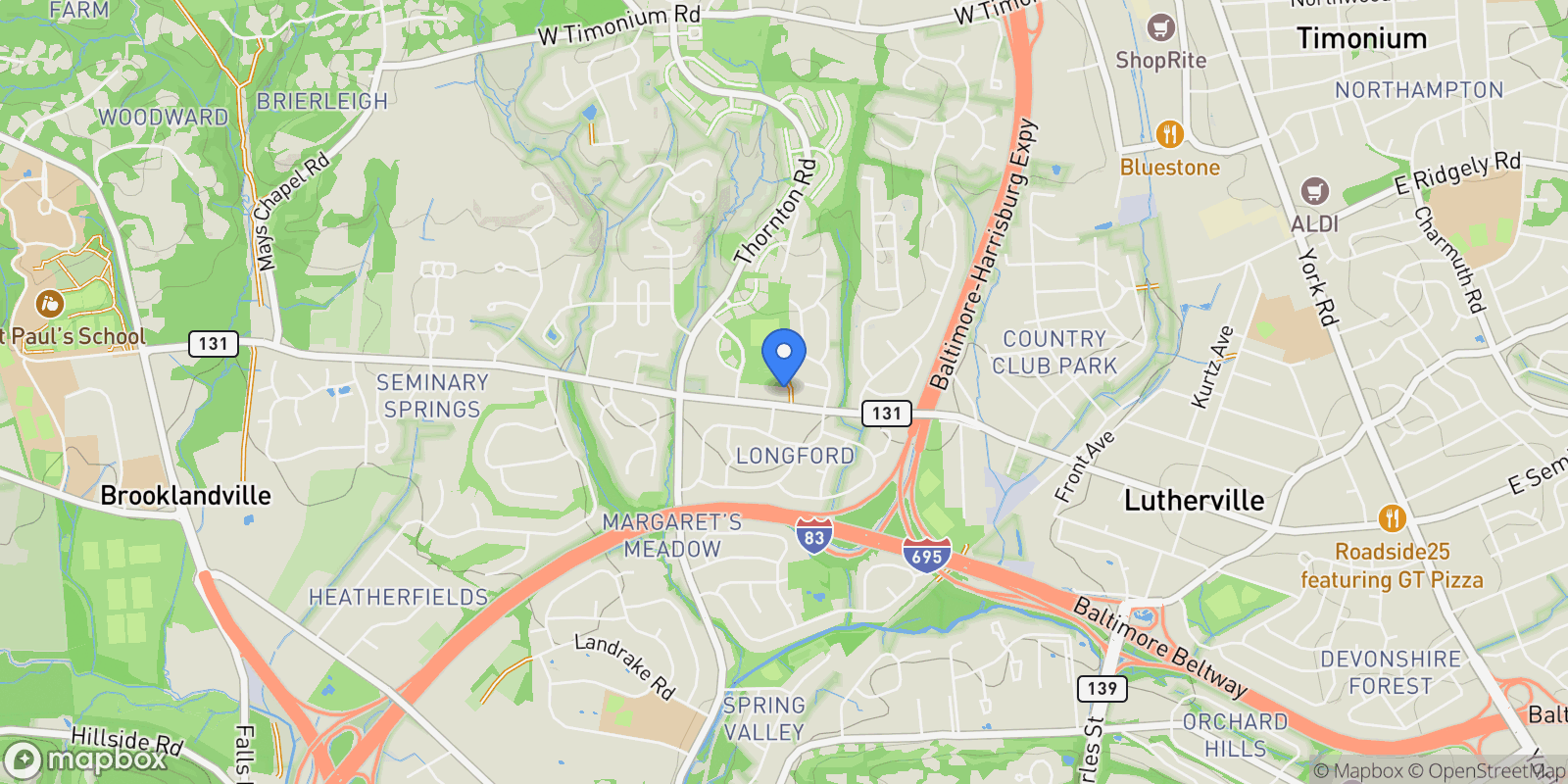 Map showing 912 West Seminary Avenue, Lutherville Timonium, MD 21093, Sparks, Maryland, United States.