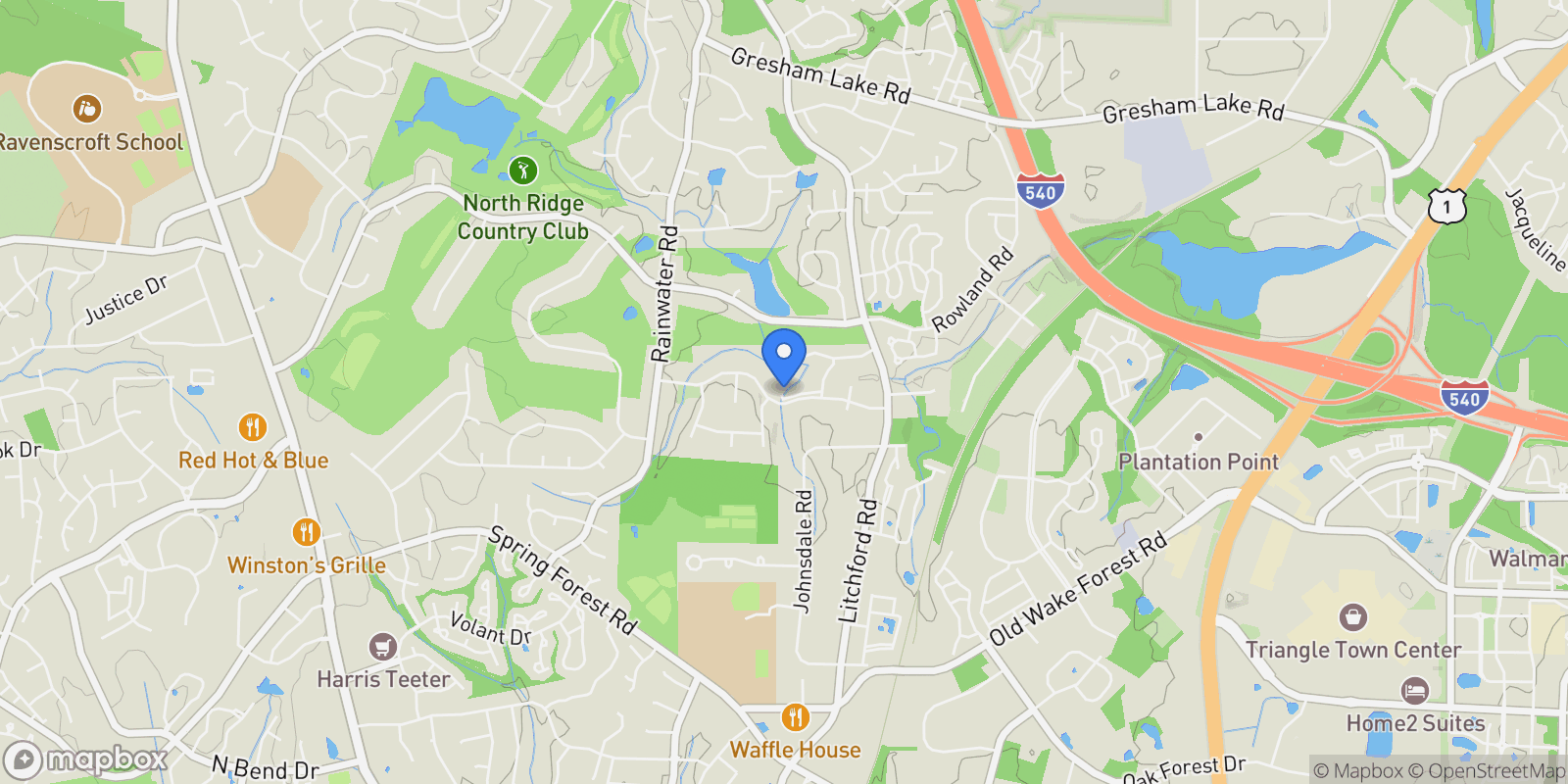 Map showing 2301 Upper Oaks Way , Raleigh, NC 27615, Raleigh, North Carolina, United States.