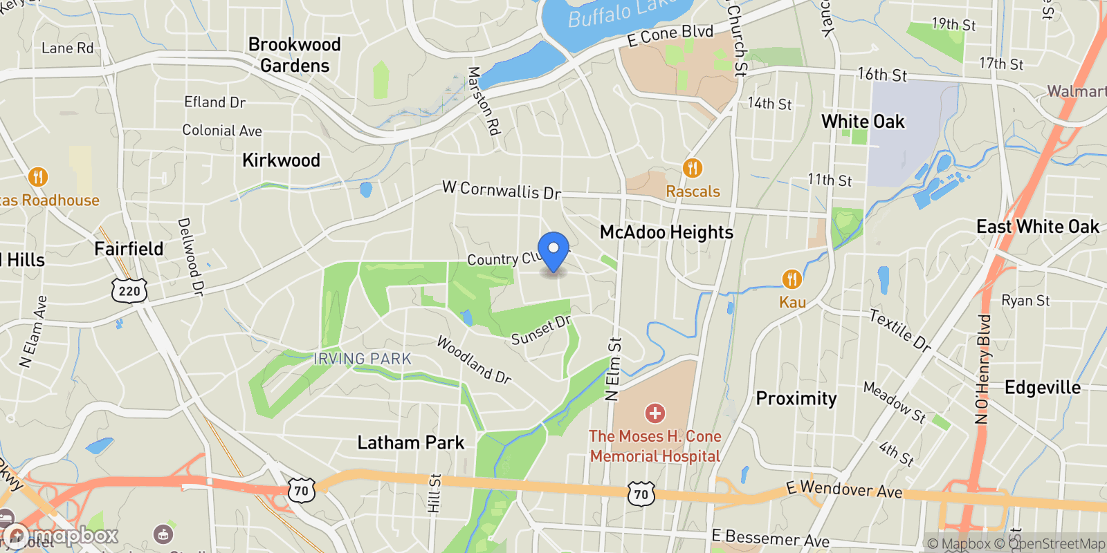 Map showing 301 Wentworth Drive , Greensboro, NC 27408, Greensboro, North Carolina, United States.