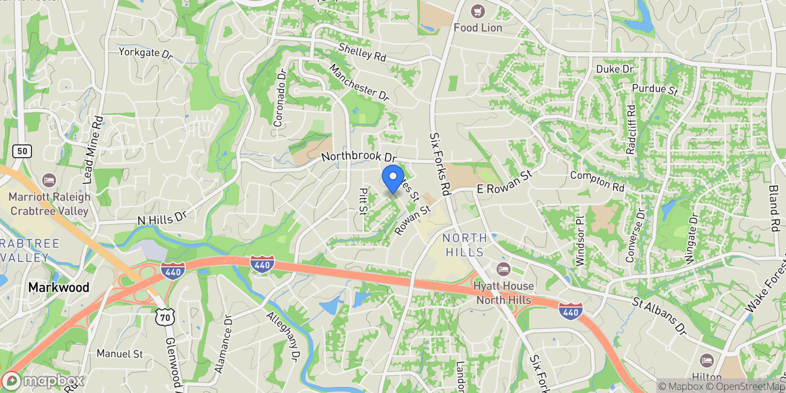 Map showing 4421 Pamlico Drive , Raleigh, NC 27609, Raleigh, North Carolina, United States.
