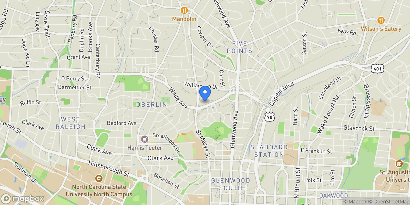 Map showing 620 Wade Avenue Unit# 505, Raleigh, NC 27605, Raleigh, North Carolina, United States.