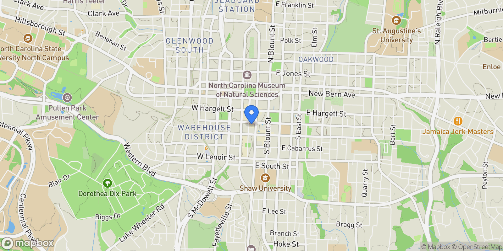 Map showing 301 Fayetteville Street # 2614, Raleigh, NC 27601, Raleigh, North Carolina, United States.