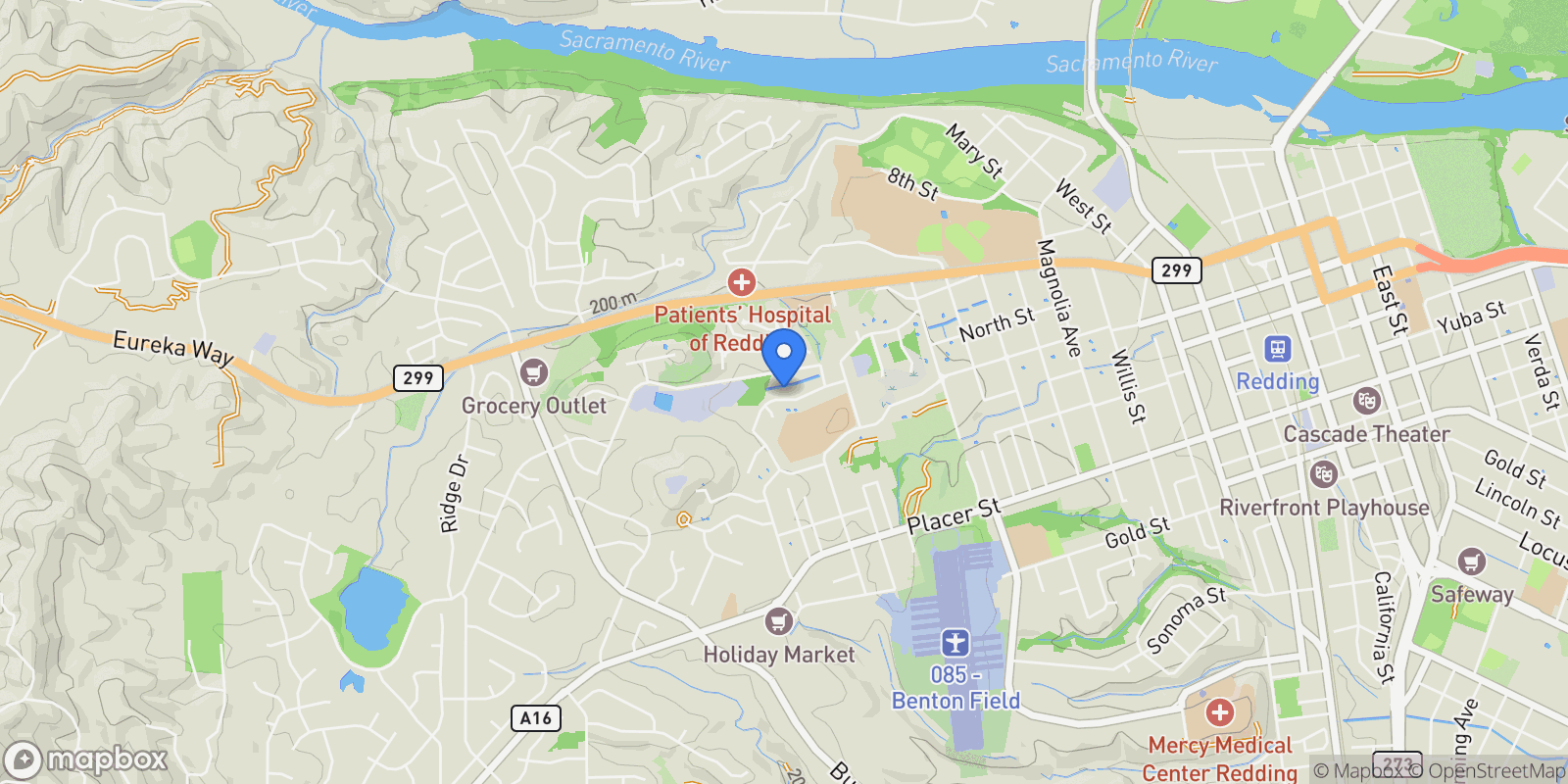 Map showing 3060 Monte Bello Drive , Redding, CA 96001, Redding, California, United States.