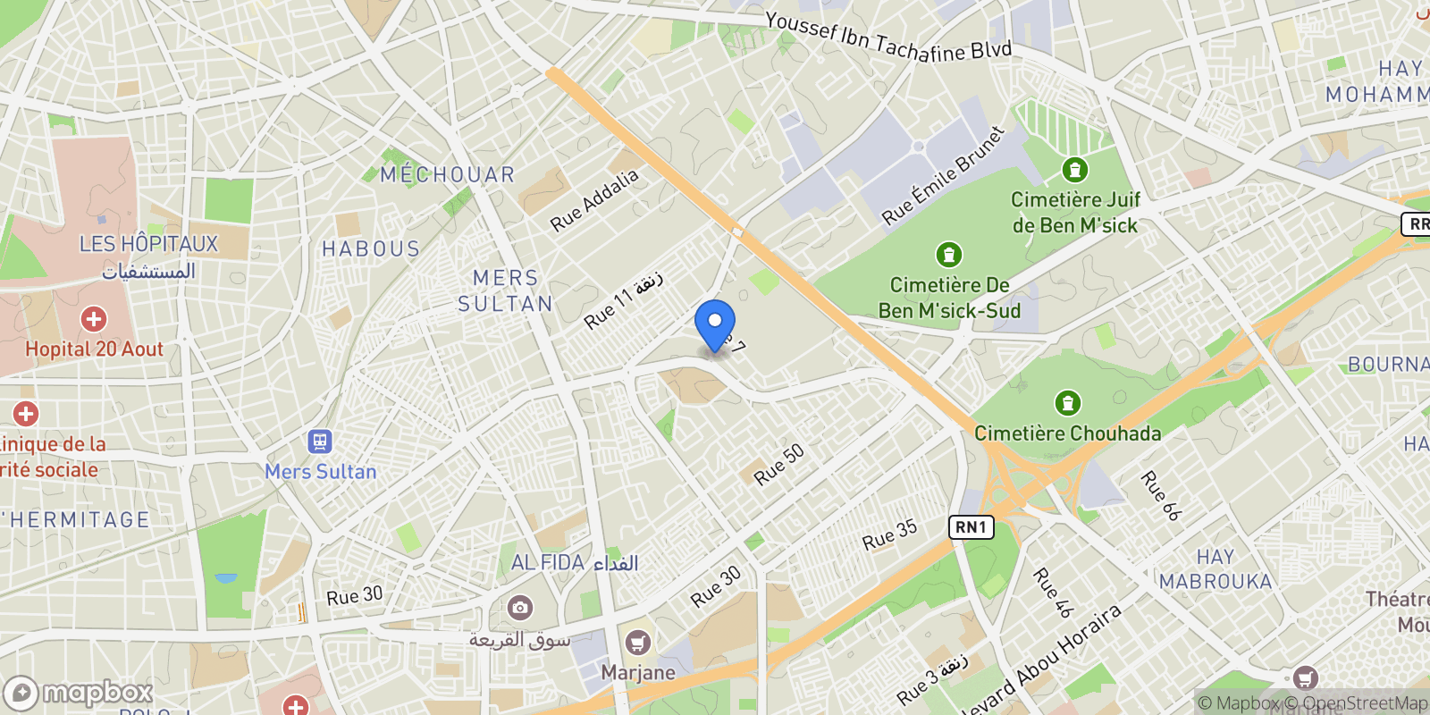 Map showing Casablanca, Casablanca-Settat, Morocco.