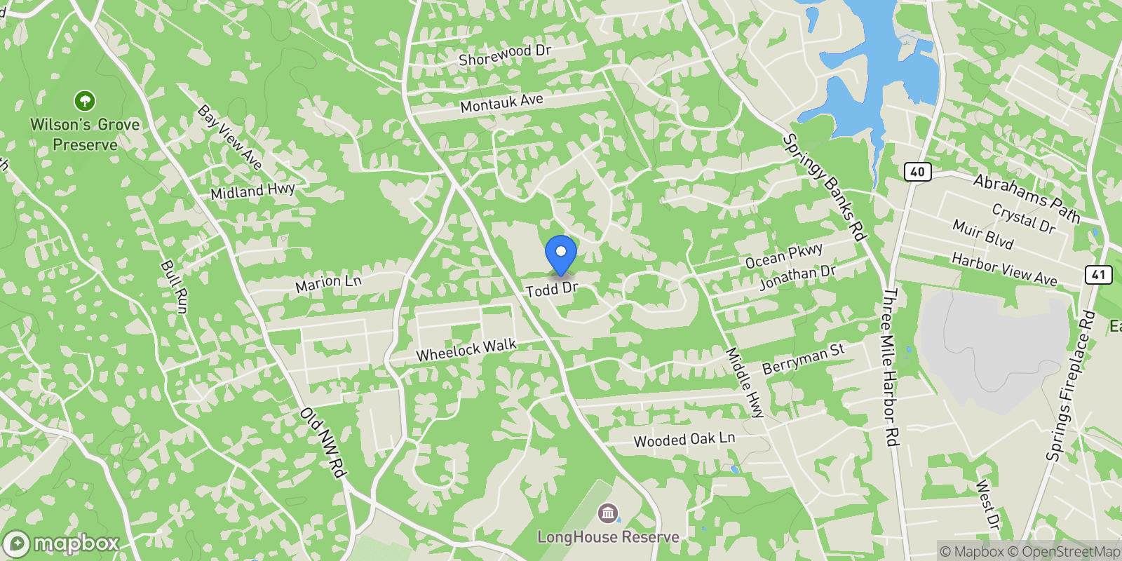 Map showing Todd Drive, East Hampton, New York, United States.