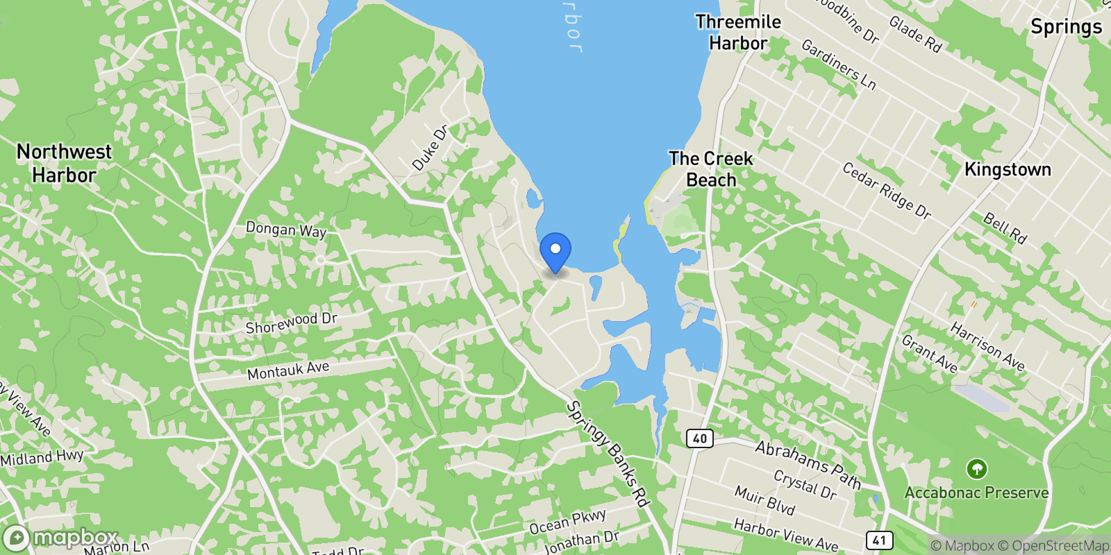 Map showing Oyster Shores Road, East Hampton, New York, United States.