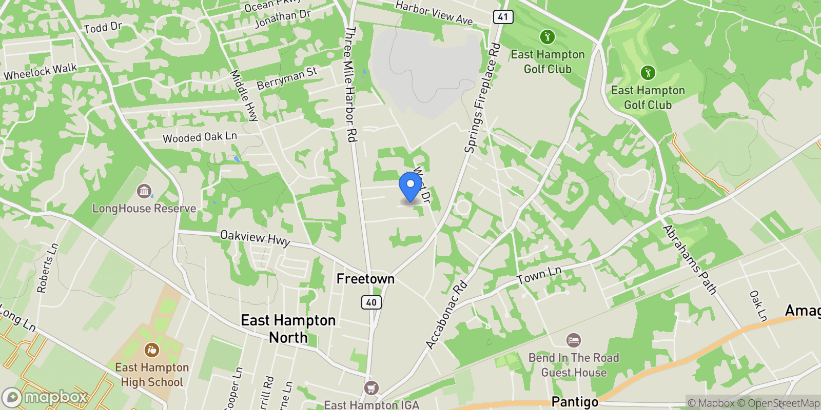Map showing Warwick Road, East Hampton, New York, United States.