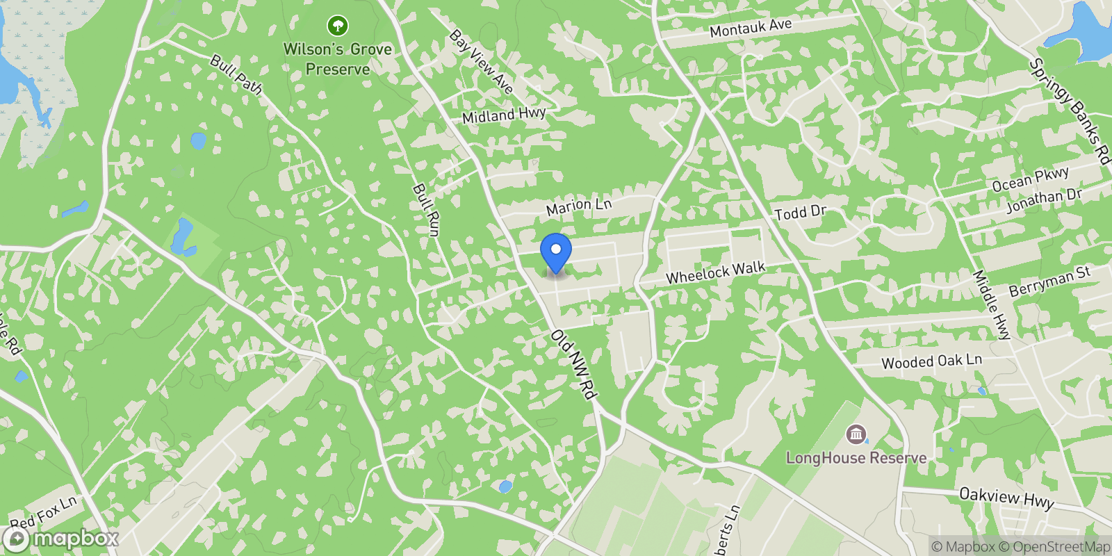 Map showing Wood Lot Lane, East Hampton, New York, United States.