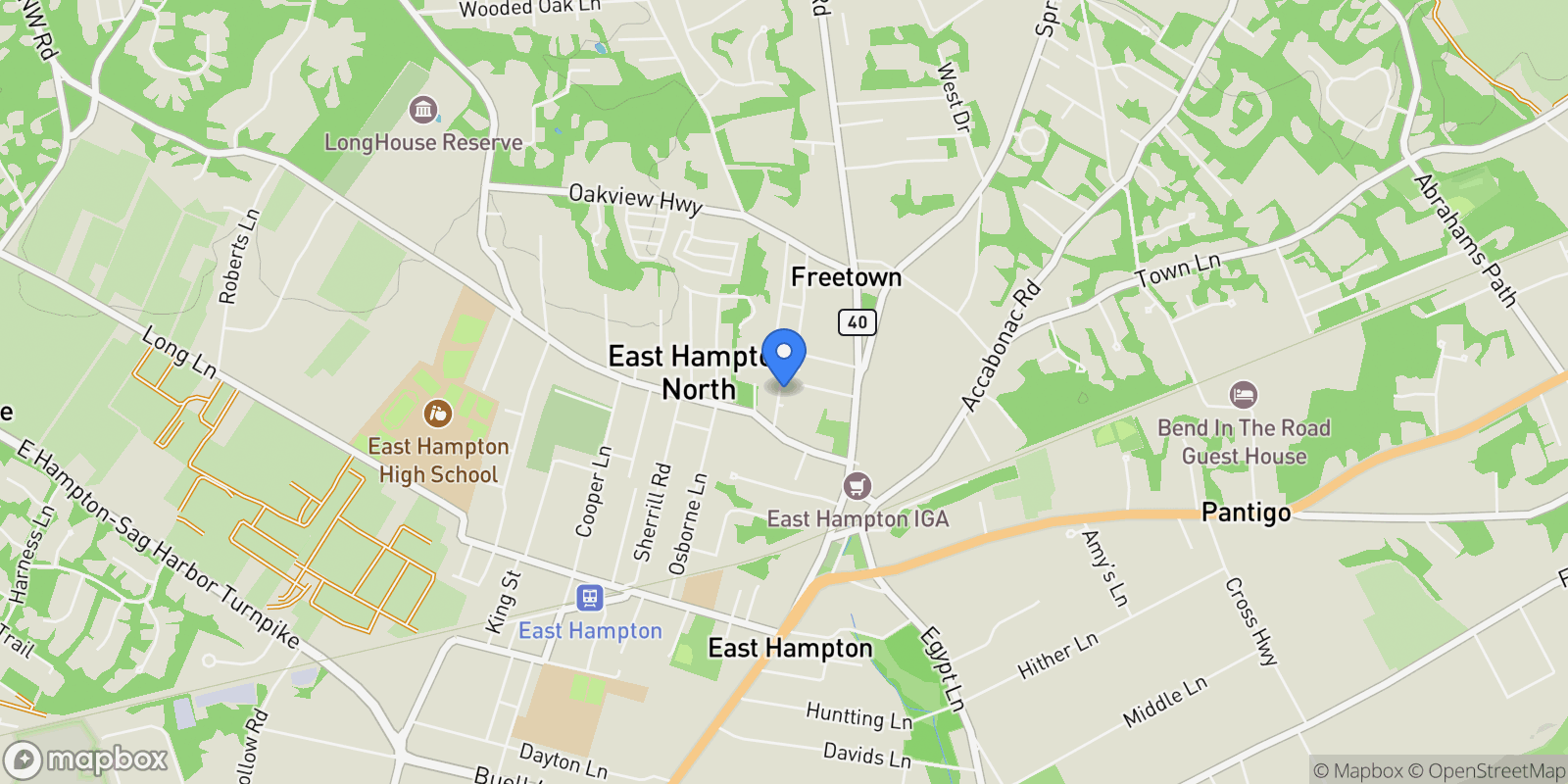 Map showing Miller Lane, East Hampton, New York, United States.