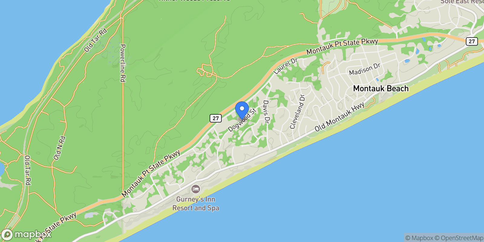 Map showing Dogwood Street, Montauk, New York, United States.