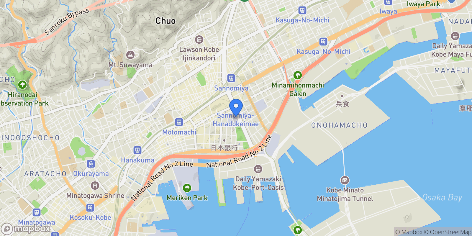 Map showing Kobe, 28, Kobe, Hyogo, Japan.