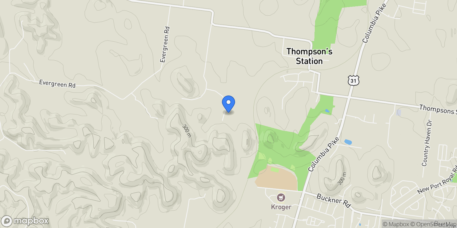 Map showing 1936 Silver Fox Rd , Thompsons Station, TN 37179, Thompson's Station, Tennessee, United States.