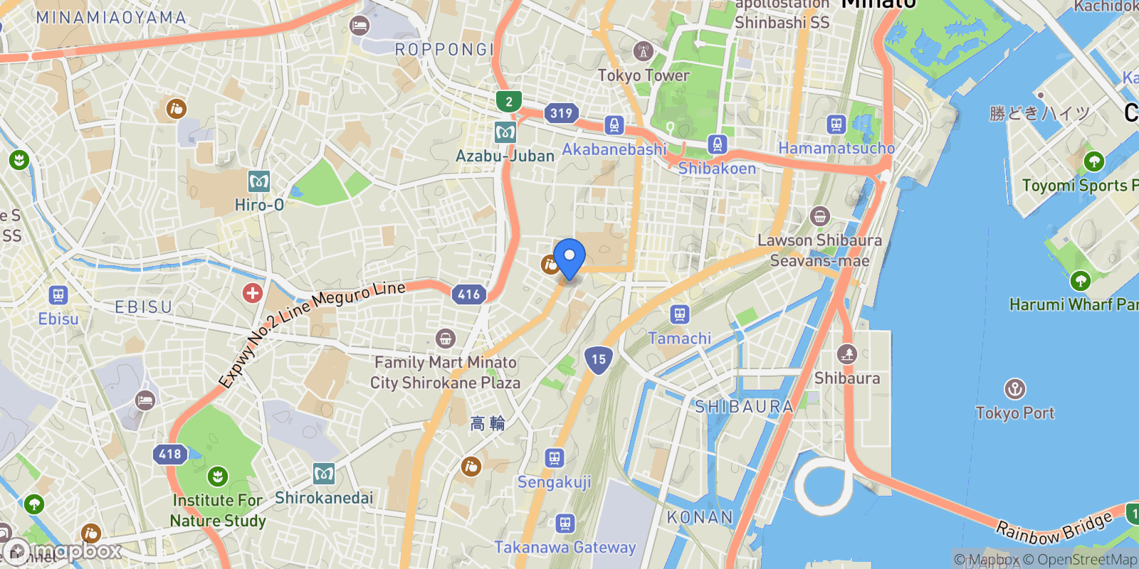 Map showing Minato-ku, 13 108-0073, Minato City, Tokyo, Japan.
