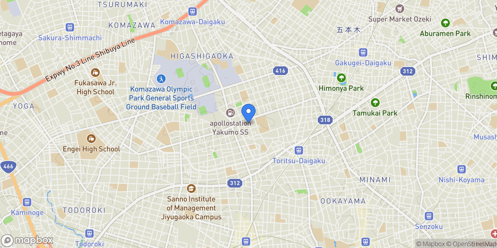Map showing Meguro-ku, 13 152-0023, Meguro City, Tokyo, Japan.