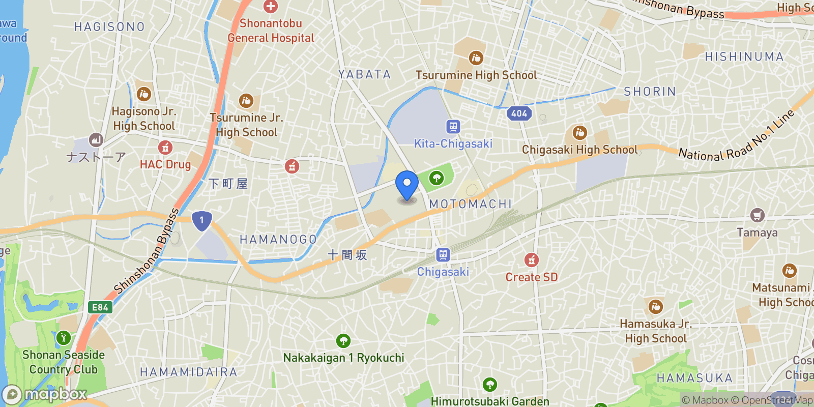 Map showing Chigasaki, 14, Chigasaki, Kanagawa, Japan.