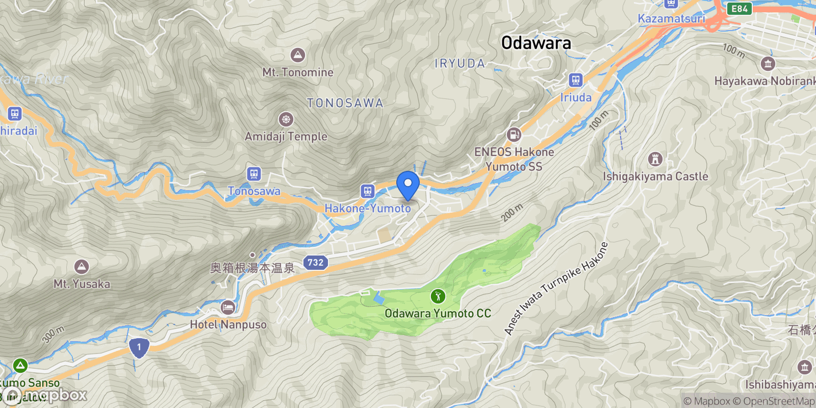 Map showing Hakone-machi, 14 250-0522, Hakone, Kanagawa, Japan.