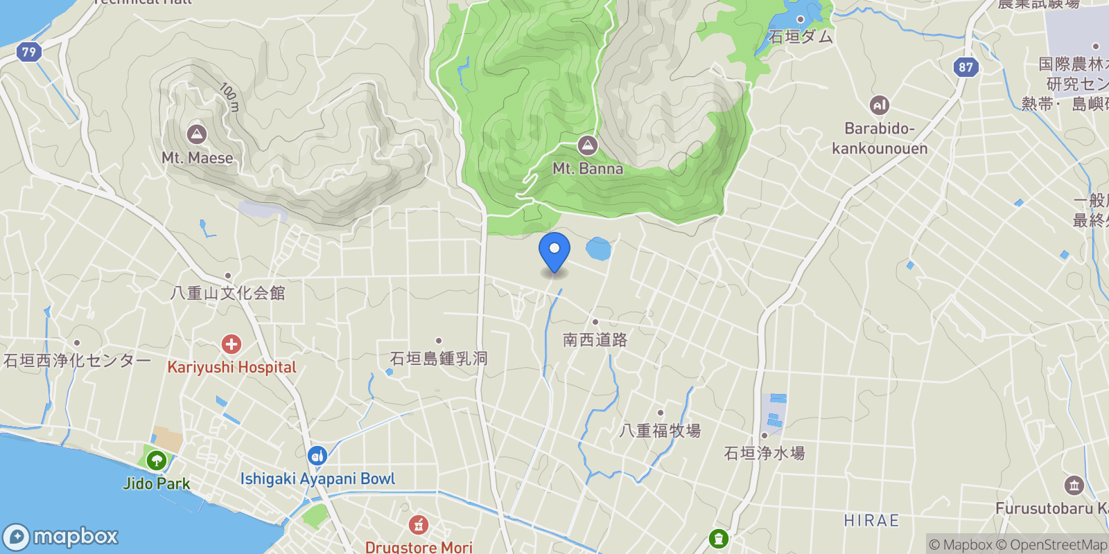 Map showing Ishigaki City, 47 907-0451, Ishigaki, Okinawa, Japan.