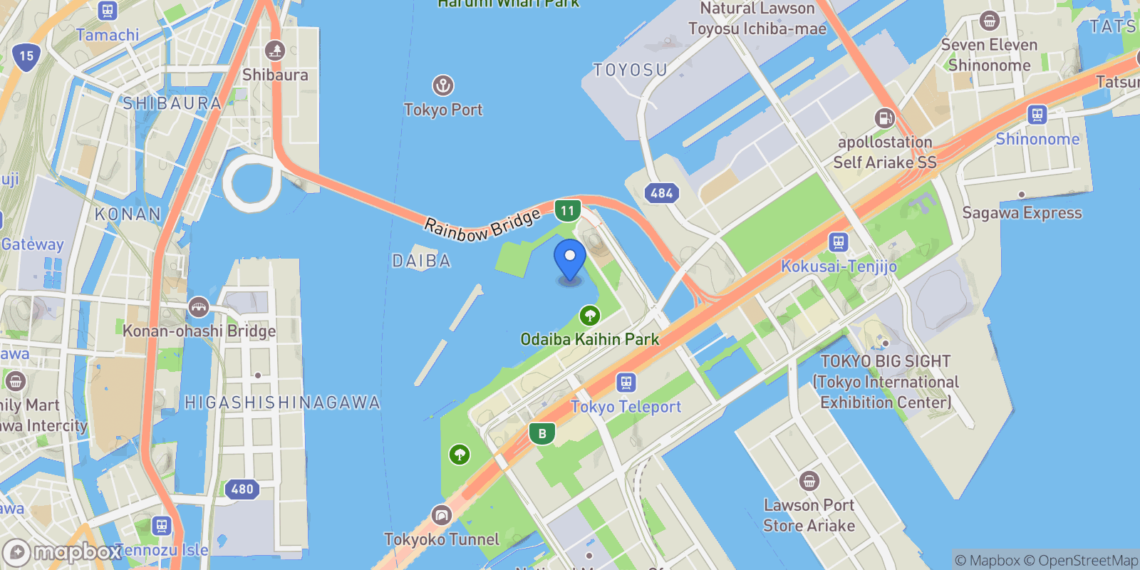Map showing Minato-ku, 13 135-0091, Tokyo, Tokyo, Japan.