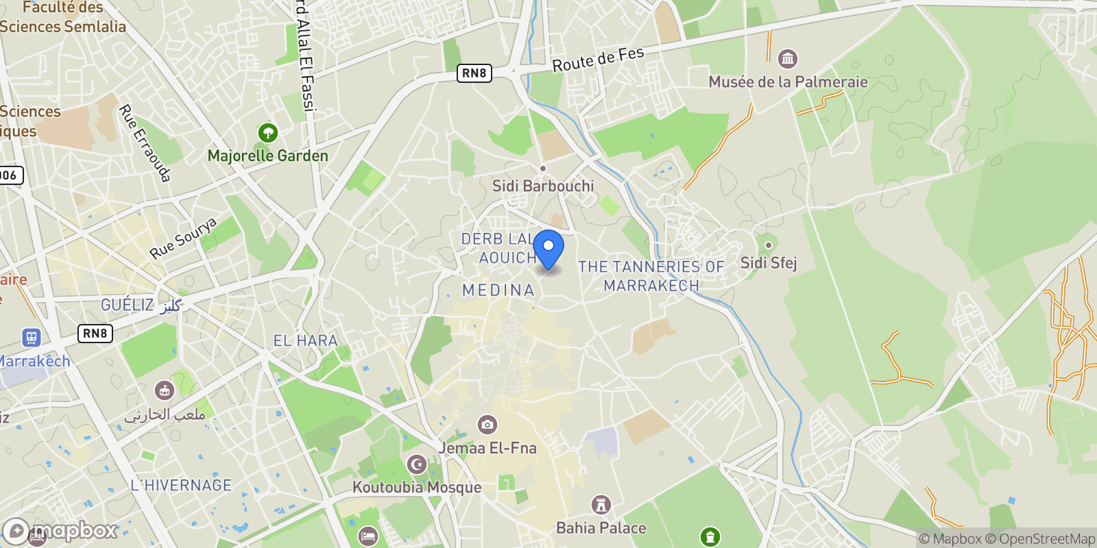 Map showing Marrakesh, Marrakesh-Safi, Morocco.