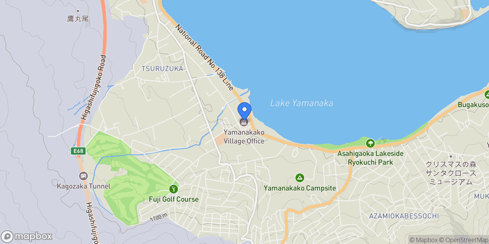 Map showing Yamanakakomura Minamitsuru District, 19, Yamanakako, Yamanashi, Japan.