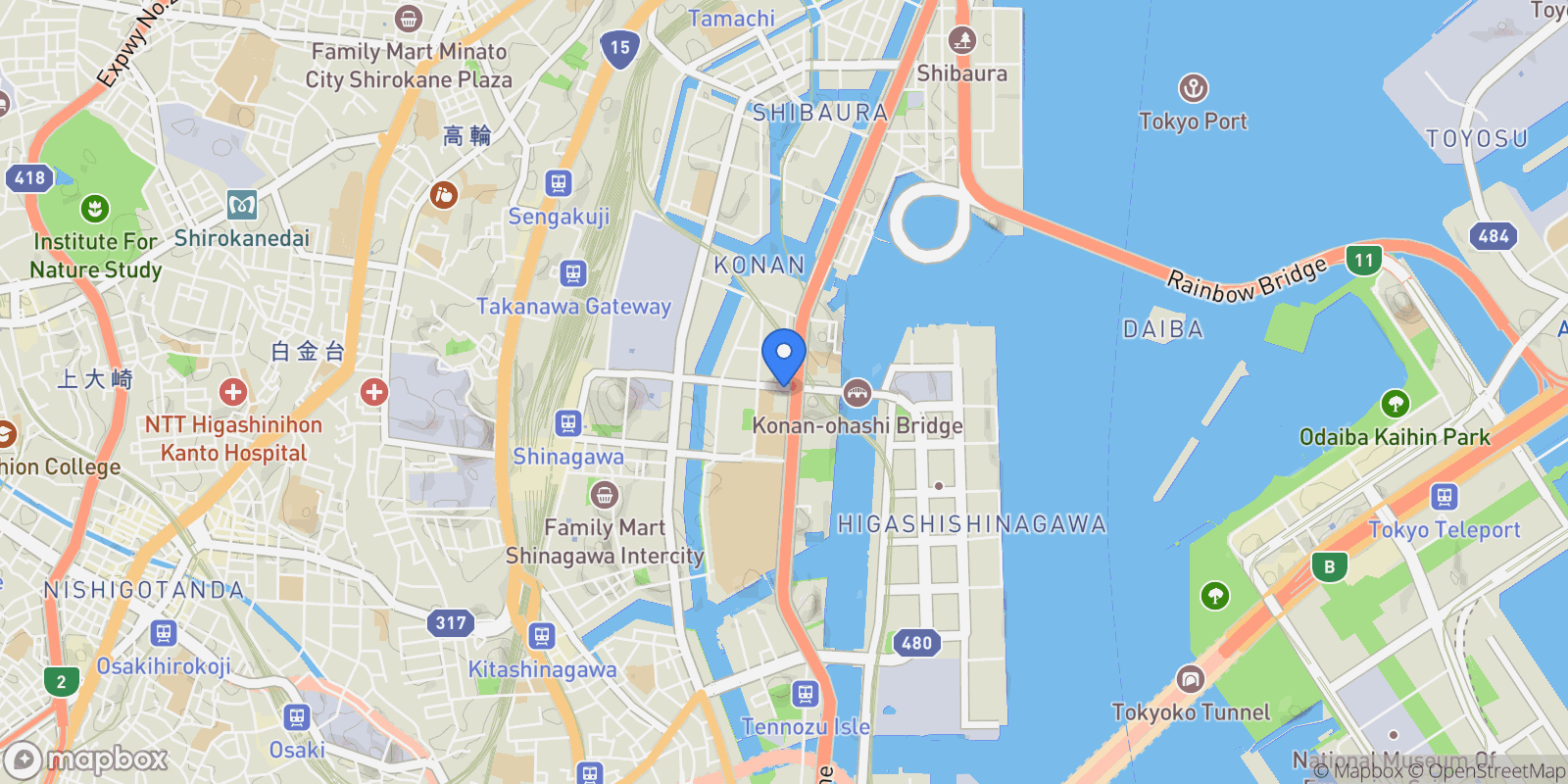 Map showing Minato-ku, 13 108-0075, Minato City, Tokyo, Japan.