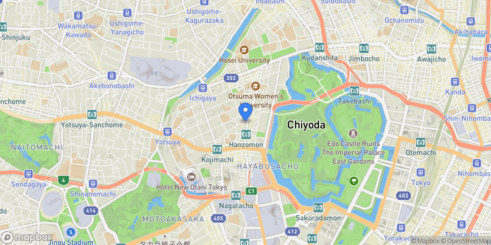Map showing Chiyoda-ku, 13 102-0082, Chiyoda City, Tokyo, Japan.