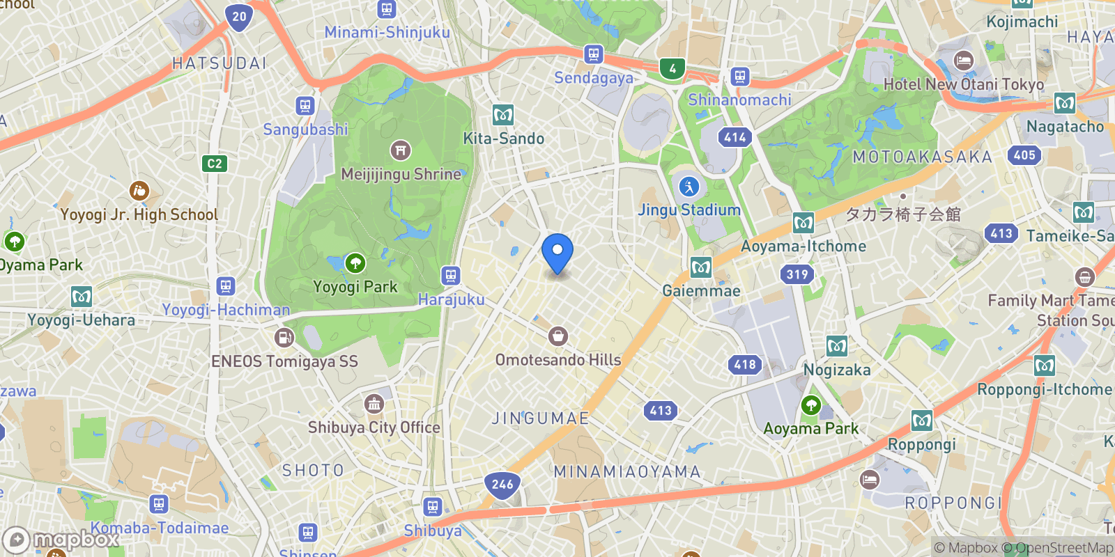 Map showing Shibuya, 13 150-0001, Shibuya City, Tokyo, Japan.