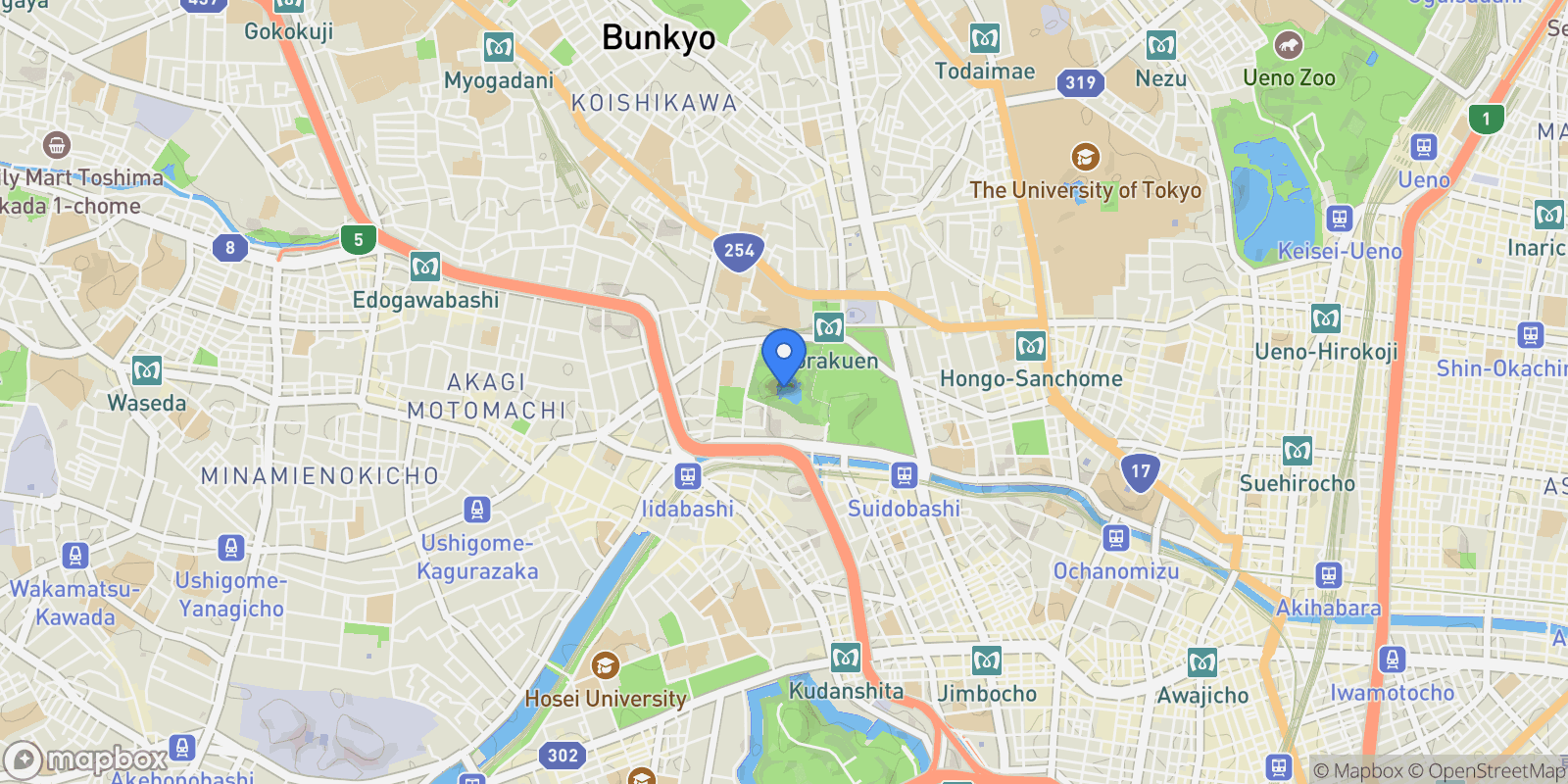 Map showing Bunkyo-ku, 13 112-0004, Bunkyo City, Tokyo, Japan.