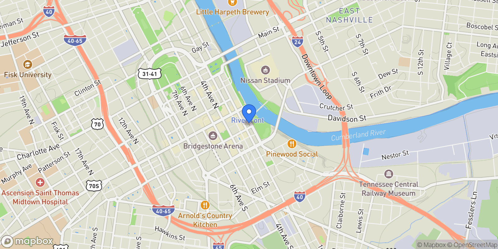 Map showing 160 2nd Ave S #2205, Nashville, TN 37201, Nashville, Tennessee, United States.