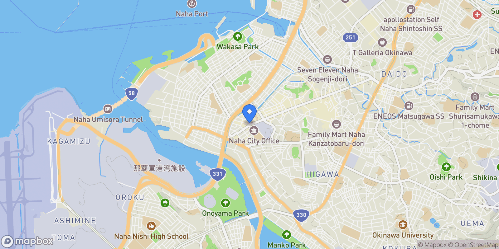 Map showing Naha, 47, Naha, Okinawa, Japan.