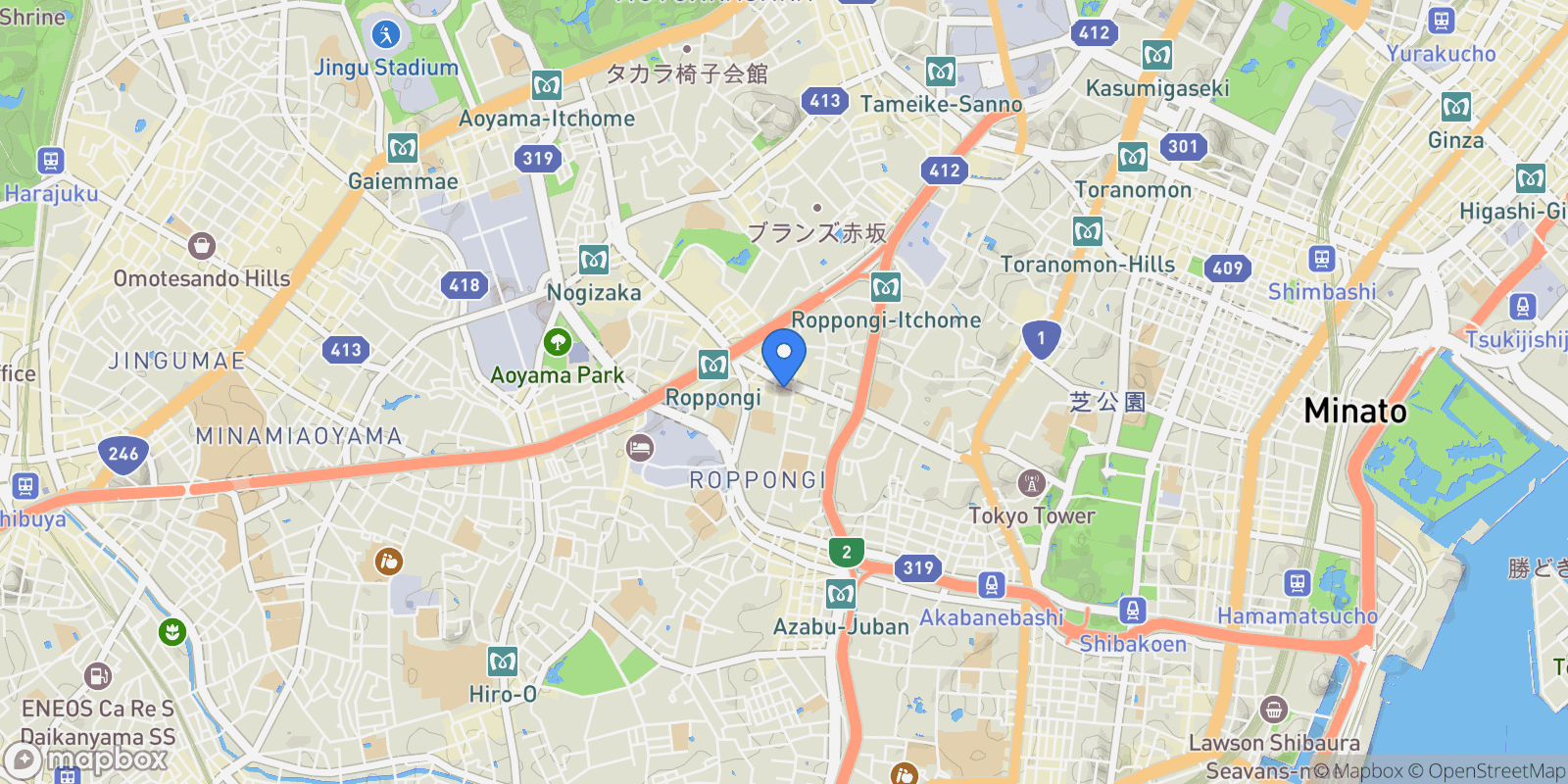 Map showing Minato-ku, 13 106-0032, Minato City, Tokyo, Japan.