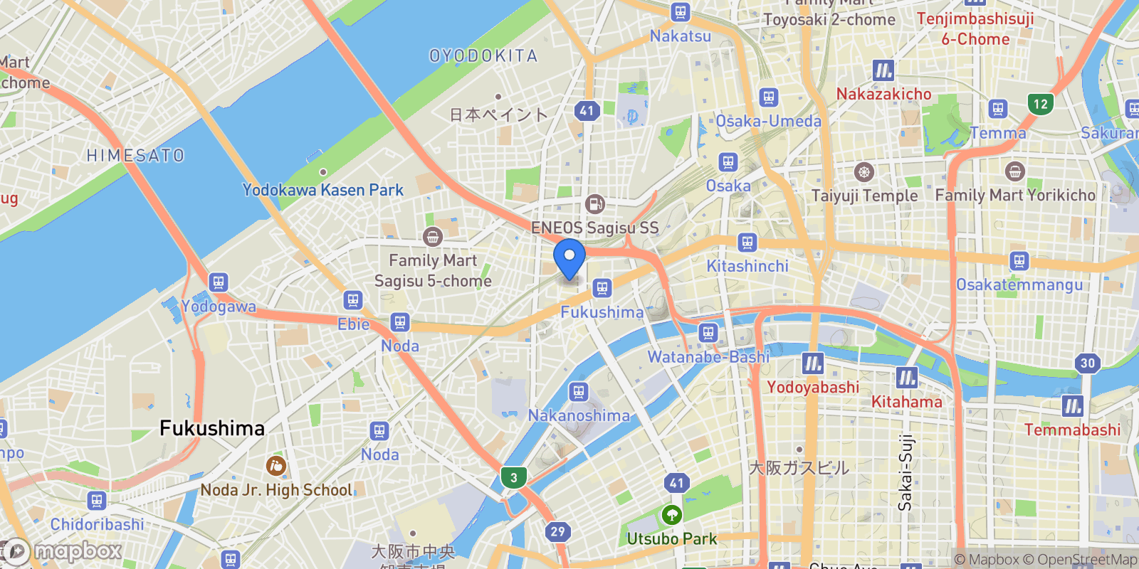 Map showing Osaka-shi, 27 553-0003, Osaka, Osaka, Japan.
